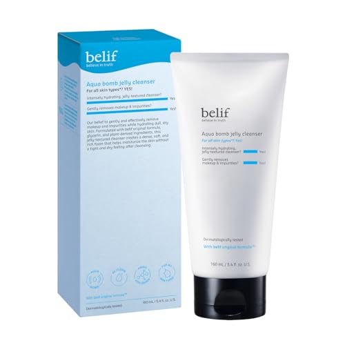 belif Jelly Hydrating Deep Cleanser – Low pH Mild & Gentle Gel-to-Foam Face Wash for Daily Deep Pore Cleansing, Hydrating and Refreshing for All Skin Types, Korean Skincare, 5.4 fl.oz (Old Formula)