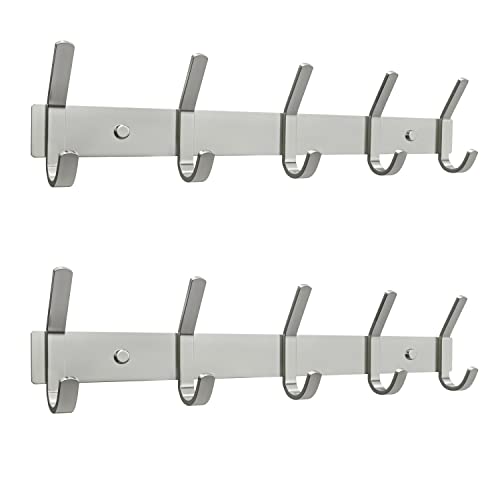 Coat Rack Wall Mount – Brushed Nickel 15 Inch Stainless