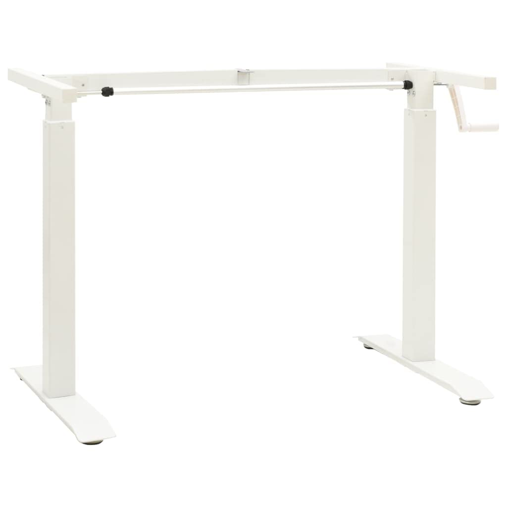 Struttura da scrivania regolabile manualmente in acciaio al carbonio bianco con manovella, larghezza 102-160 cm, altezza 71-113 cm, per postazione di lavoro, ufficio, casa, ergonomica