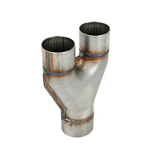 Lucasng T409 Stainless Steel Y Pipe 3" Single To 2 1/2" 2.5" Dual Exhaust Adapter Connector,Overall Length: Approx. 10",Universal #TOP5