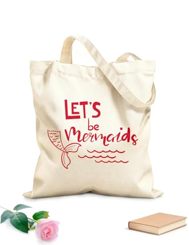 XIARON Borse in tela con fantasia personalizzabile Frase divertente: Diventiamo sirene Parole Tessuto spesso 340g/m² Abbinabile agli abiti L Rosso carminio