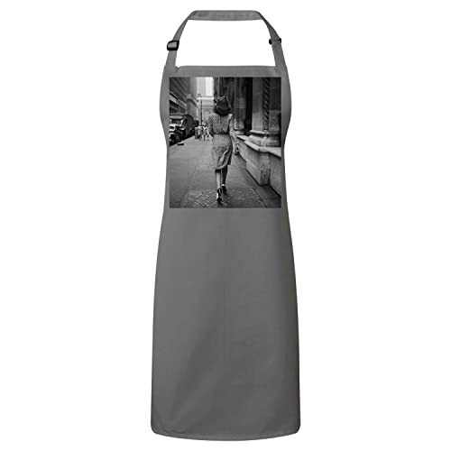 Tablier cuisine gris photo vintage femme New York 1930 coton