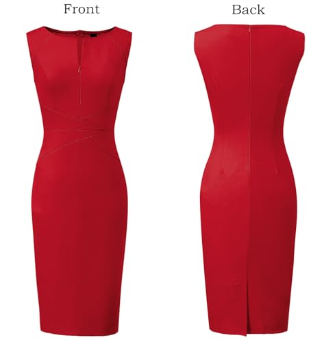 Image of VFSHOW Womens Front Zipper Work Business Office Bodycon Dress Elegant Professional Career Church Party Pencil Sheath Dress