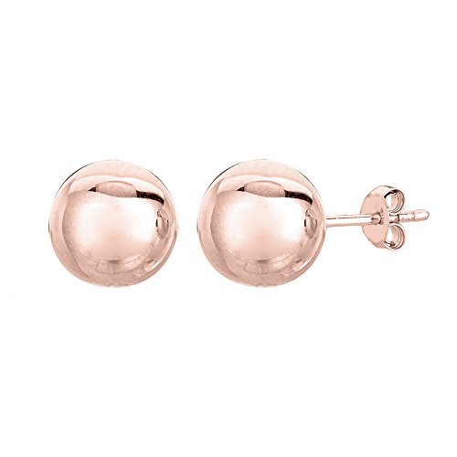 14K Rose Gold Ball Stud Earrings, 6Mm #TOP16