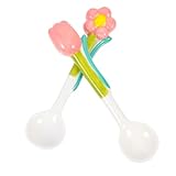 Toyvian 2 piezas Cucharas de Porcelana para Café y Cocina Diseño y Flor Utensilios Multiusos para Mezclar Hogar Tiendas y Hoteles Fácil Limpieza Color Rosa