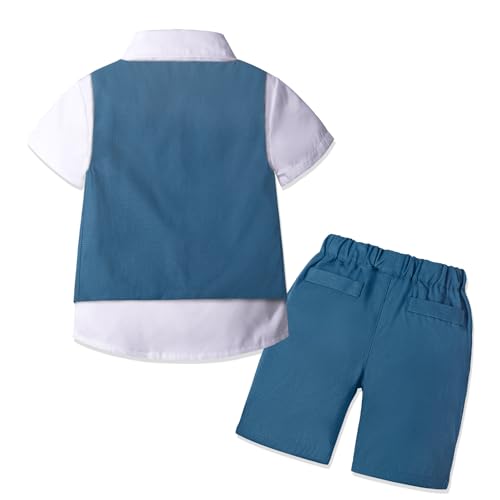 Image of Nwada Boys Suit Toddler Dress Clothes Shirt with Bow Tie, Dress Pants Sets Kids Gentleman Outfit suits