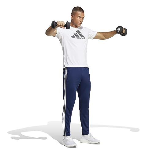 adidas Herren Train Essentials 3-Stripes Training Pants, Dark Blue/White, L
