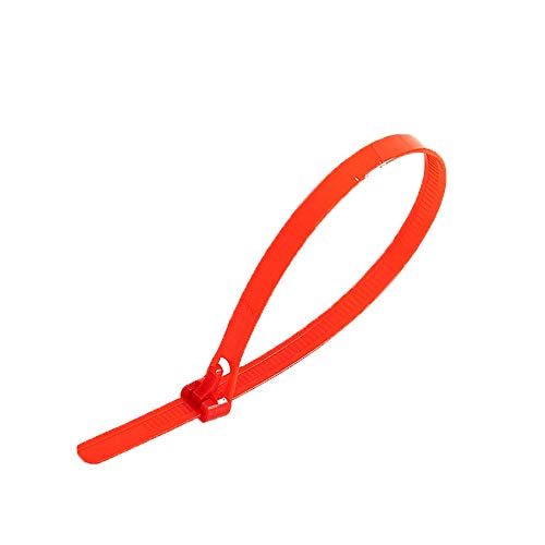 KafTon Releasable/Reusable Colour Cable Ties - 250mm x 7.6mm - Nylon Premium Strong Zip Ties, Red