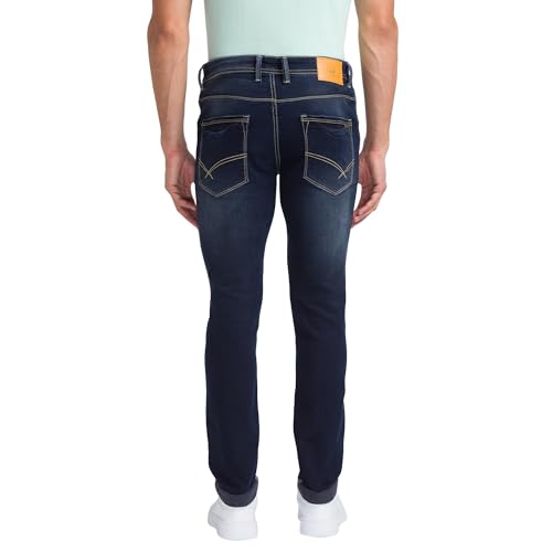 Image of Parx Men's Cotton Blend Dobby Pattern Slim Tapered Fit Flat Front Jeans