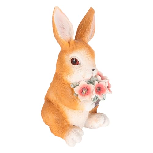 Statue de lapin solaire Pilipane en résine peinte veilleuse jardin BS38060B