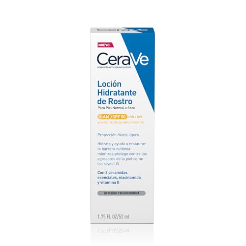 Miniatura 2 de CeraVe, Loción Hidratante de Rostro SPF 50, Para Piel Normal a Seca, Hidratación y Alta Protección Contra los Rayos UVB/UVA, Enriquecida con Ceramidas, 52ml