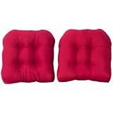 GANAZONO 2 Stück U Förmige Stuhlkissen für Outdoor Korbsessel und Esszimmerstühle Elastische Sitzpolster Atmungsaktive Gartenstuhlauflagen in Rot