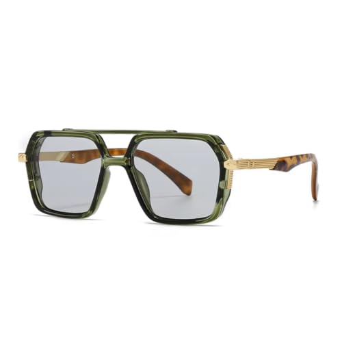 Lunettes de soleil homme style rétro avec double pont métallique noir