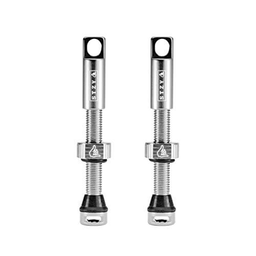 STZY Max Flow Tubeless Presta Valves Available in 14 Colours 44mm and 60mm (Silver, 44mm)