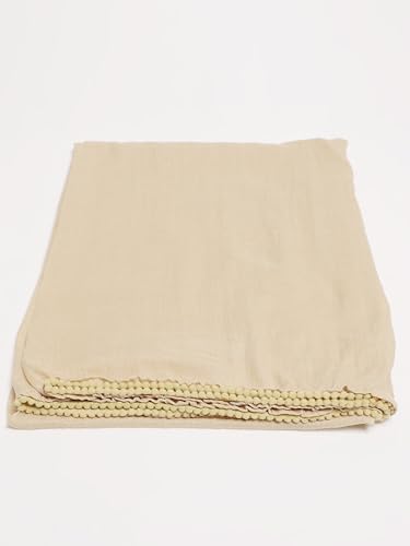 Image of Miraan Solid Pure Cotton Dupatta with Pom Pom Border, 2.25 meters length (DUPCOTTON)
