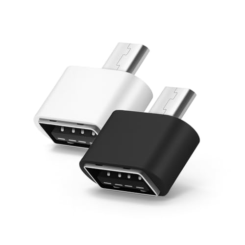 Magnet, Adapter 2.0 Micro auf USB-A, 2 St&uuml;ck Mix Schwarz und Wei&szlig;, OTG Adapter Micro auf USB-A, kompatibel mit Tablet, Smartphones Micro USB und Peripherieger&auml;ten