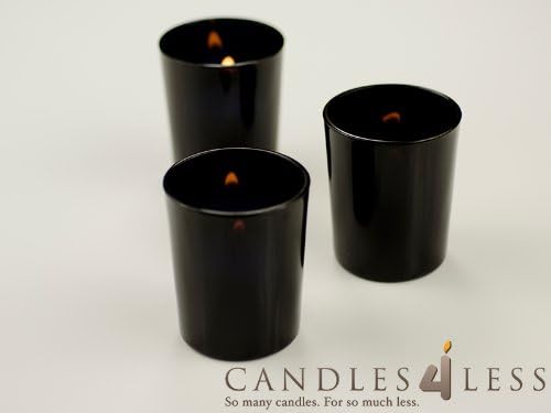 Candles4Less - 72 Pieces Black Glass Votive Candle Holders + 72 Pieces White Votive Candles