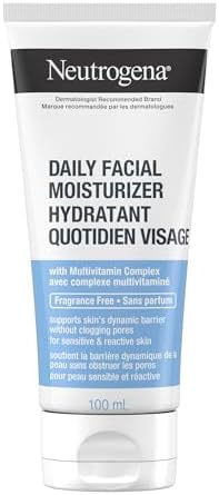Neutrogena Fragrance Free Daily Facial Moisturizer, Face & Neck Moisturizer for Sensitive Skin with Vitamin B3, Pro-Vitamin B5 & Vitamin E Supports Skin's Dynamic Barrier, 100ml