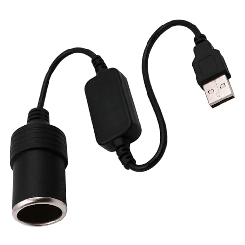 NXPUXP 35 CM Adaptateur USB vers Allume-Cigare,5 V USB vers Prise Femelle 12 V Cordon Adaptateur,pour GPS Dashcam Chien Électronique etc.