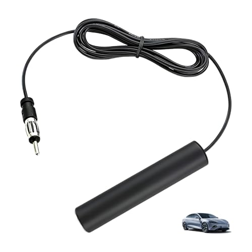 Antena Coche Radio FM Am, Antena FM para Parabrisas, Montaje Adhesivo Oculto para Vehículo Camión SUV, Receptor Estéreo HD Amplificador, Conector DIN, 5m de Cable para Unidad Principal de Medios