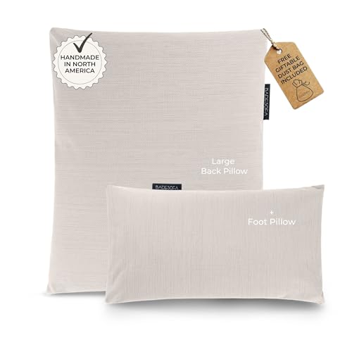 BADESOFA® Luxury Bath Pillow Set 2-Piece – Large Back Pillow & Foot Pillow for Tub – Spa-Grade Comfort for Head, Neck, Back & Feet – Quick Drying Bathtub Cushion Set in Ivory Pearl