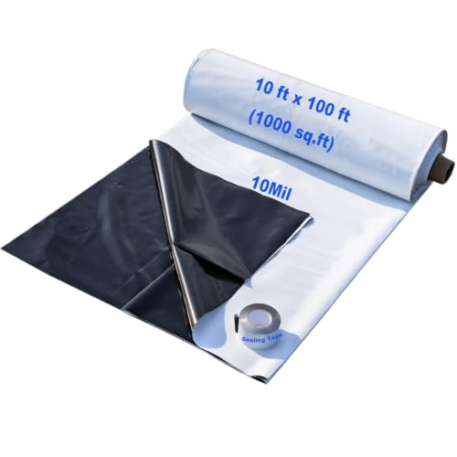 Image of Crawl Space Vapor Barrier Kit 10 ft x 100 ft, 10 Mil Thick Plastic Sheeting with 2 in x 65 ft Sealing Tape, Black & White Poly Film for Crawlspace Encapsulation & Ground Moisture Control