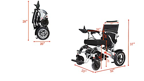 Electric Wheelchair Folding Lightweight 60 Lbs W/ Battery Supports 365 Lbs Aircraft Grade Aluminum Alloy Frame Strength New Upgraded W/More Secure And Stable #TOP2