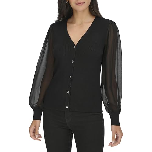 Calvin Klein Women's V Neck Button Front Cardigan Sweater2