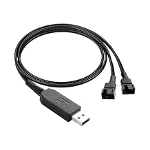 12V USB to 4PIN Fan Step-Up Cable,USB Male to Dual 3-Pin / 4-Pin Power Splitter Cable PWM PC Fan Braided Sleeved Power Adapter Cable0.5M