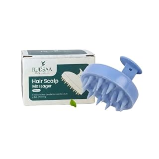 RUDSAA Manual Scalp Head Massager Shampoo Brush - Eco-Friendly With Soft Silicon Bristles, Hair Scalp Scrubber, Exfoliator | Dandruff Removal, Prevents Hair Loss (Blue)