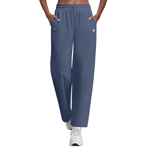 Neer Women's Straight Leg Sweatpants High Waisted Baggy Lounge Pants Athletic Joggers Pants with Elastic Buckle(Haze Blue,M) Cover