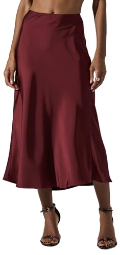 ASTR the Label Women's Windey Skirt, Wine, S3