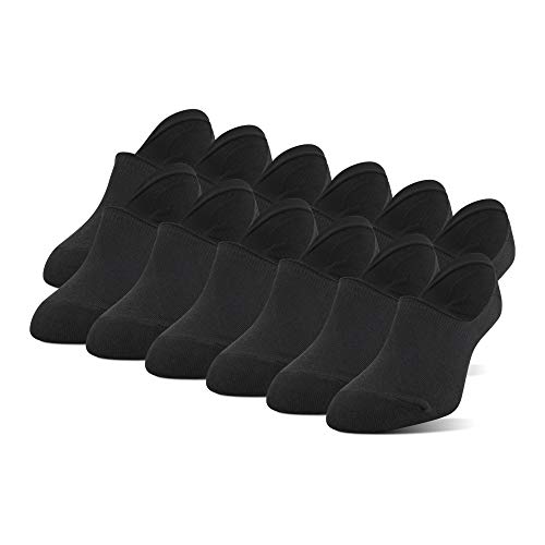 PEDS Women's Essential Mid Cut No Show Socks, 12 Pairs, Black, Shoe Size: 5-10