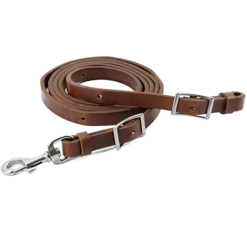 Zügel Pferd Geöltes schweres Pferdegeschirr Roper Zügel aus Geschirrleder rostfreiem Stahl(Brown)