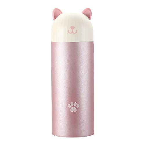 MIXU Catto Cat Shape Smart Thermos Bottle with Temperature Display 304 Stainless Steel Food Grade Insulation Vacuum Flask Leak-proof Anti Slip 10-Ounce Portable for Children Girls School Pink