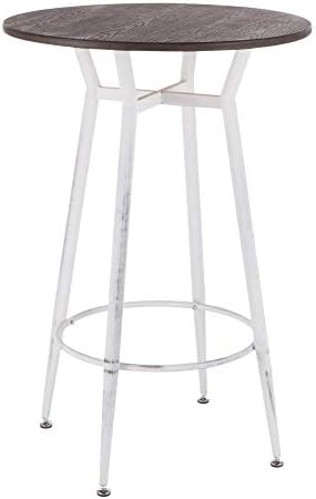 Clara Industrial Round Bar Table in Vintage White Metal with Espresso Wood-Pressed Grain Bamboo by LumiSource