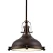 Kira Home Beacon 11" Industrial Farmhouse Pendant Light with Round Fresnel Glass Lens, Adjustable Hanging Height, Oil-Rubbed Bronze Finish