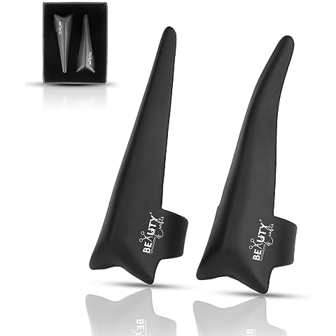 Beauty & Crafts 2PC Pro Hair Parting & Sectioning Rings-Stainless Steel Finger Tool for Precise Hair Styling and Extension Installations - Straight & 1 Curved Ring with Carrying Box (Black) Cover