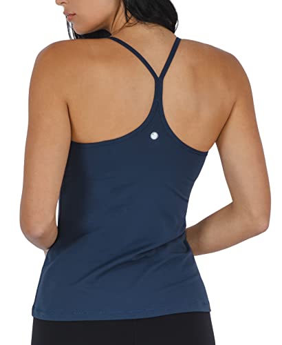 Yogalicious Ultra Soft Lightweight Camisole Tank Top with Built-in Support Bra - Celestial Navy - XS