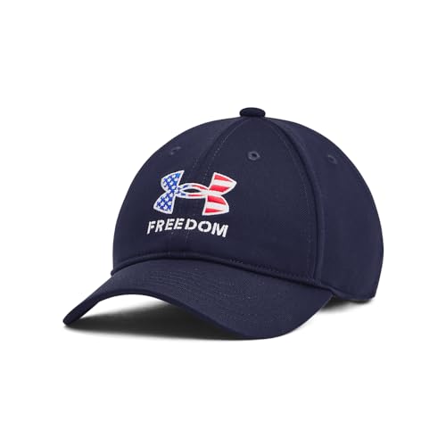 Under Armour Boys Freedom Blitzing Adjustable Hat, (410) Midnight Navy / / White, One Size Fits Most