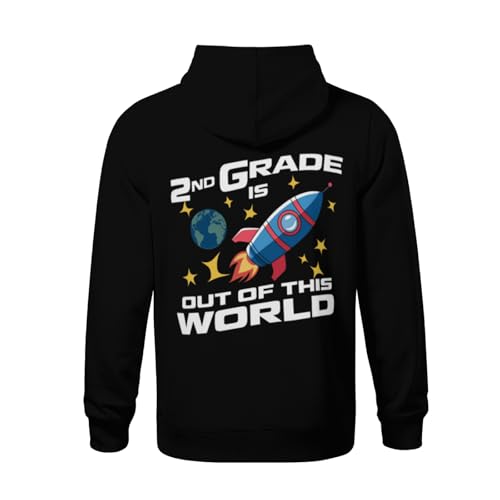 Kids Retro 2nd Grade is Out Of This World Second Grade Design Boys Girls Lightweight Kangaroo Pocket Fleece Hoodies3