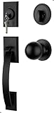 Goldenwarm Front Door Handle and Deadbolt Set - Black Entry Lock With Reversible Knob, Modern Hardware, Single Cylinder