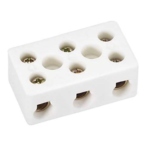 sourcing map 3 Way Ceramic Terminal Blocks Cover