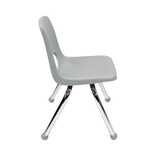 Image of FDP 12 inch School Stack Chair, Stacking Student Seat with Chromed Steel Legs and Ball Glides; For In-Home Learning or Classroom - Contemporary /Purple (4-Pack), 14003-CTPU
