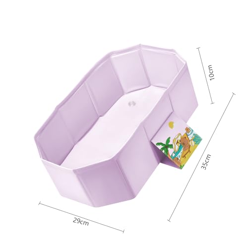 Image of Baby Bathtub for Newborn to Toddlers 1-6 Y, Foldable Infants Babies Bath Tub with Non-Slip Base and Drain Plug, Portable Bathtub for Home Outdoor (Pink, 75-45-25CM)
