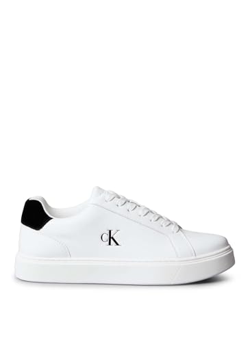 Calvin Klein Baskets Cupsole Homme Classic Laceup en Cuir, Blanc (Bright White/Black), 44