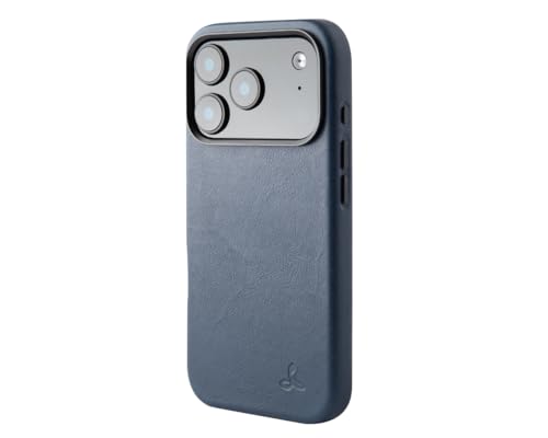 Coque iPhone 17 Pro Snakehive en cuir véritable bleu lisse faite main