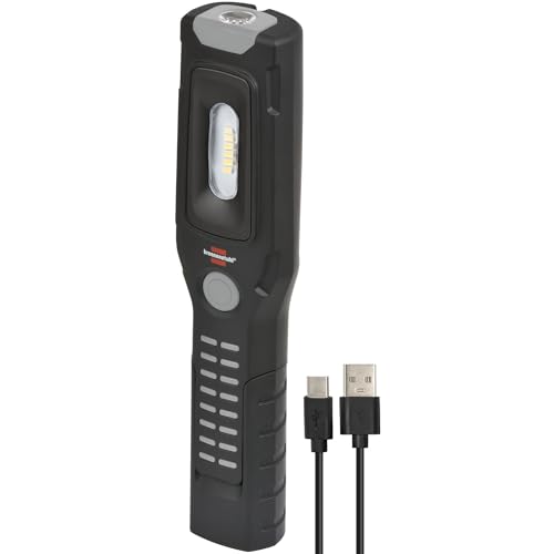 Brennenstuhl Akku Handleuchte HL 501 A/Arbeitsleuchte LED Akku mit Magnet und 6 SMD-LED´s (Inspektionsleuchte mit max. 10h Leuchtdauer, 500+120lm, 360° drehbarer Haken, knickbarer Haltefuß)
