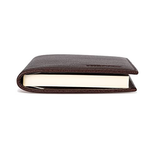 Image of HISCOW Slim Leather Checkbook Cover for Personal Checks, Coffee Vegetable-Tanned Leather, One Size, Minimalist | Full grain cowhide, transaction register & check book pockets, removable duplicate divider, durable stitching, gifts for men