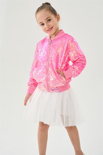 Image of 2Bunnies Girl Ombre Pastel Gradient Shimmer Sparkle Colorful Sequin Bomber Jacket
